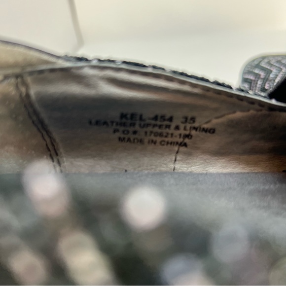 ALEGRIA Shoes Women 5 Black Silver Chevron Leather Slip On Comfort Loafers Nurse - Picture 9 of 11